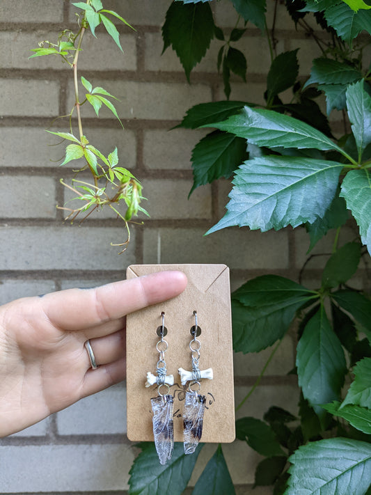Dragonfly wings & bones earrings