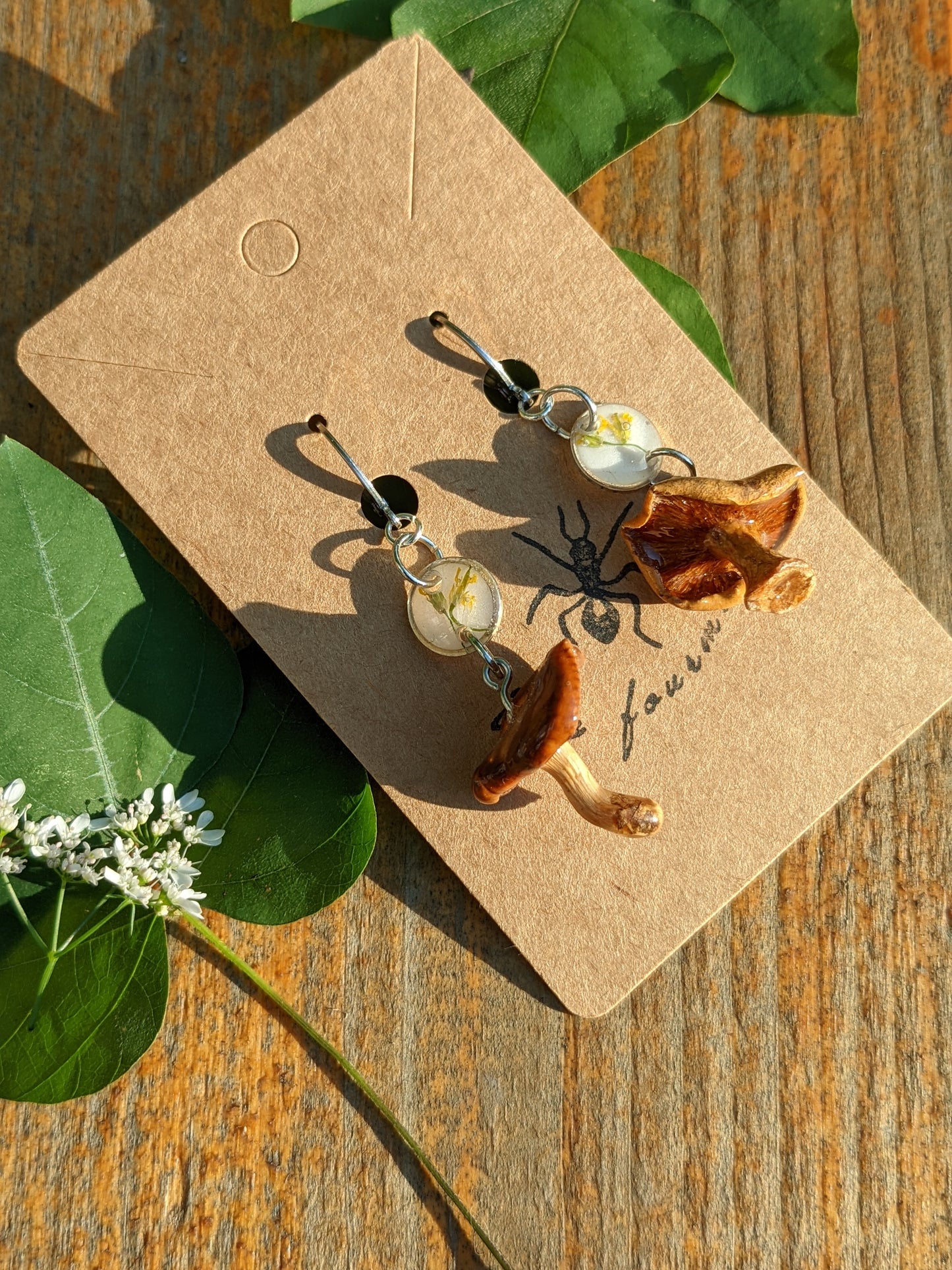 Chanterelles & pressed wild flowers